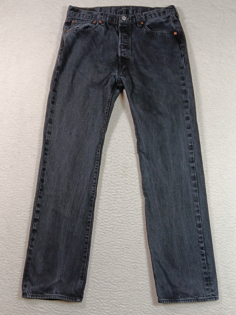 Levis 501 Jeans Mens 34x34 (33x32) Black Denim Straight Leg Button Fly Cowboy